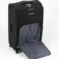 Чемодан 28", Текст, 47*29*77, отд на молнии, 2 нар/карм, увелич, код замок, 4 колеса, черный   10872