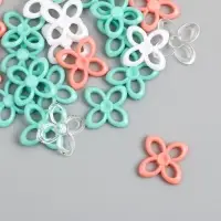 Декор для творчества "Цветок. Мятный, персик, белый и прозрачный" н-р 20 гр 2,8х2,8х0,4 см