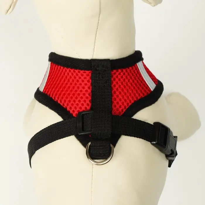 Комплект амуниции с мягкой шлейкой и светоотражающей нашивкой, M, ОШ 26, ОГ 36-44, красный