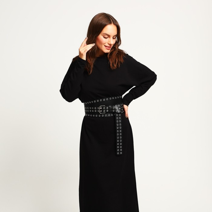 Ремень женский, пряжка металл, люверсы, цвет белый чёрный