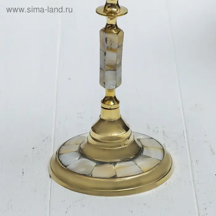 Подсвечник на 3 свечи &laquo;Кардинал&raquo;, 23 см, латунь, перламутр