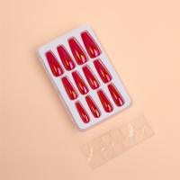 Накладные ногти &laquo;Перламутр&raquo;, 12 шт, с клеевыми пластинами, форма балерина, красные