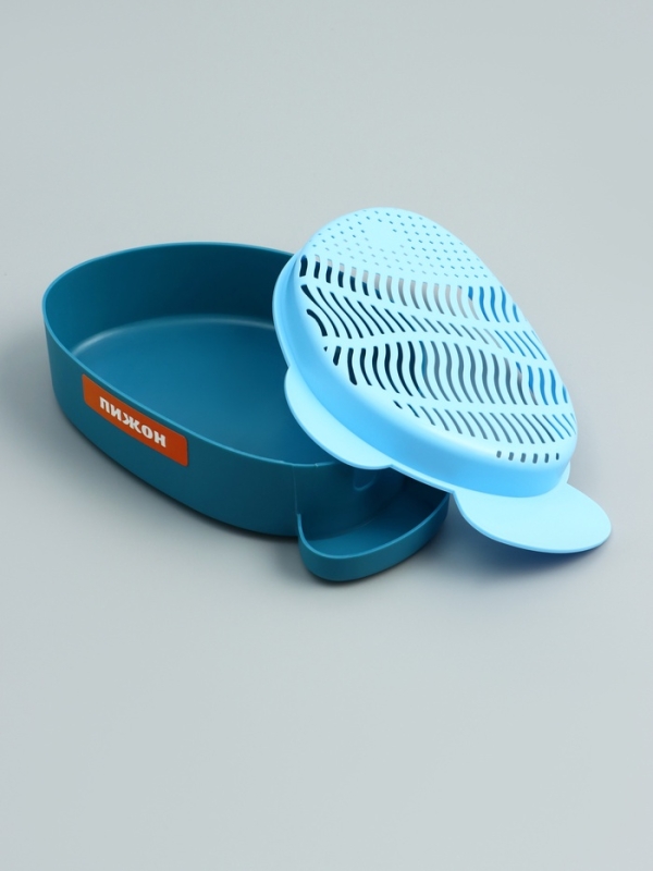 Проращиватель травы кошкам "Рыбка", с семенами, 18 х 12 х 4 см, синий/голубой