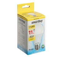 Лампа cветодиодная Smartbuy, A60, E27, 11 Вт, 3000 К, теплый белый свет