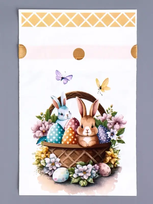 Пакет полиэтиленовый подарочный &laquo;Заяц с цветами&raquo;, с завязками, 15&times;23 см МИКС