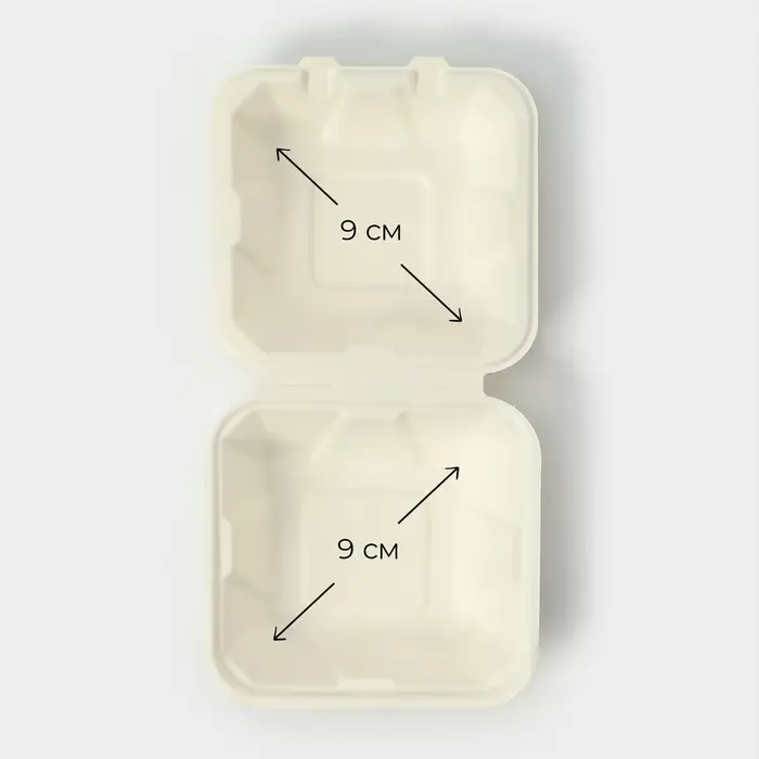 Ланч - бокс, коробка для бенто-торта и бургера, 450 мл, 15,2&times;15,4&times;8,8 см, сахарный тростник