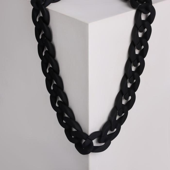 Колье &laquo;Цепь&raquo; плоские звенья, глянцевое, цвет чёрный, 48см