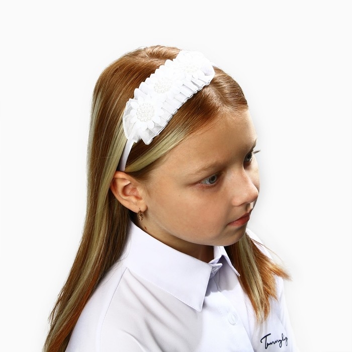 Ободок для волос "Цветы", белый, 10 см, Принцессы