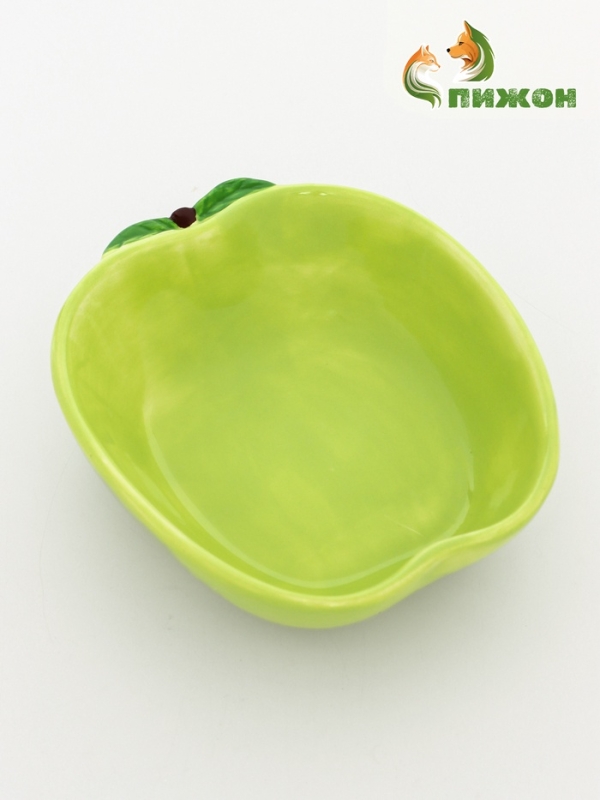 Миска керамическая для грызунов "Зелёное яблоко" 8,5 х 13 х 4 см