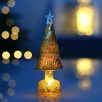 Фигура светодиодная "Елочка золотистая", 1 LED, 15х6 см, от бат. 3xAG13, Т/БЕЛЫЙ