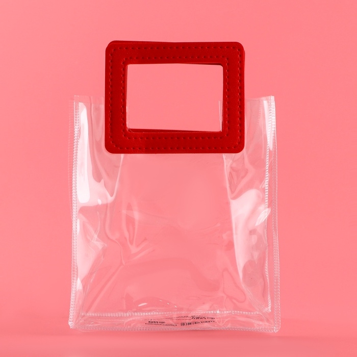 Пакет подарочный из ПВХ, красный, 17 х 15 х 8 см