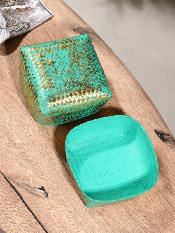 Корзинка плетеная "Голден мини" 19х19х14 см, голубой