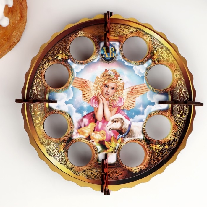 Пасхальная подставка на 8 яиц "Девочка с ягнёнком", 19,5&times;19,5 см