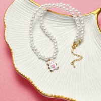 Бусы детские &laquo;Выбражулька&raquo; мишка, жемчуг, белые в золоте