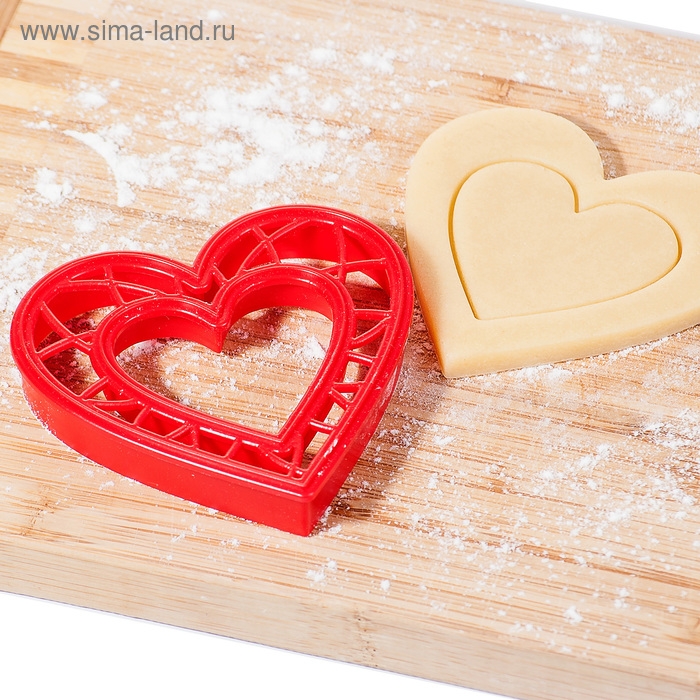 Форма для печенья &laquo;Сердце&raquo;, вырубка, штамп, 6,3&times;6,6&times;1,5 см, цвет красный