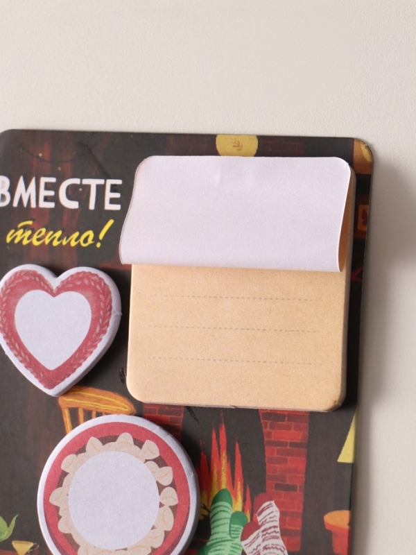 Магнит с блоком для записей и стикерами "Вместе тепло!" 10х12 см