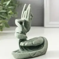 Подставка под благовония песчаник "Мудра Витарка - Колесо учения" 5,5х10,3х11,5 см