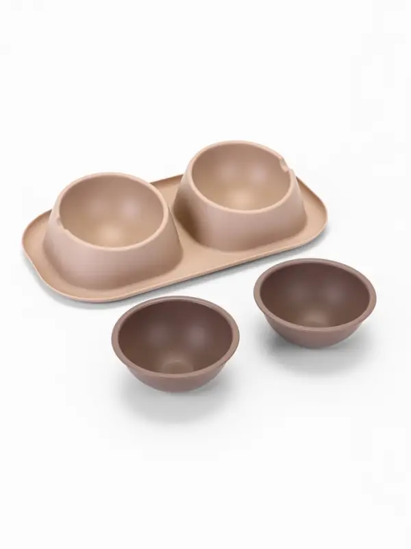 Миска для животных Дубль Мини  0,2 л , Soft-touch,каппучино