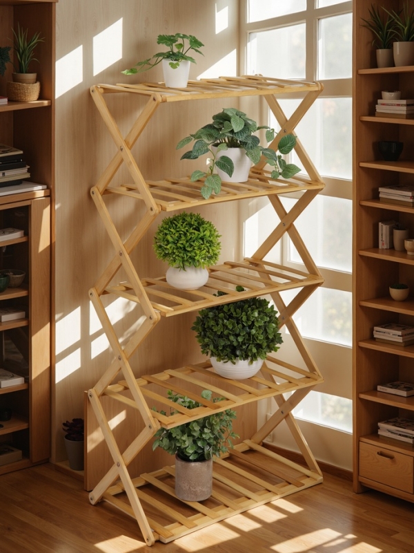 Подставка для цветов Greengo, 5 полок, 50 &times; 25 &times; 89 см, напольная, бамбук