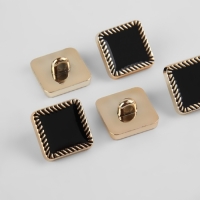 Набор пуговиц на ножке, 16 &times; 16 мм, 5 шт, цвет чёрный/золотой