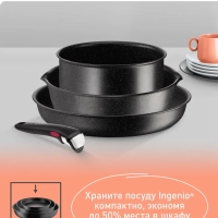 Набор посуды со съемной ручкой Ingenio Black Stone