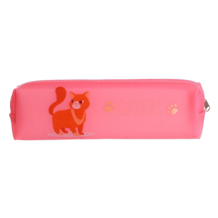 Пенал школьный на молнии "Кошечка", МИКС