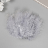 Перо декоративное гусиное пуховое "Серое" набор 40 шт h=10-15 см