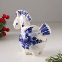 Ёлочный фарфоровый шар "Лошадь Русская" /авторская роспись/,  11 см