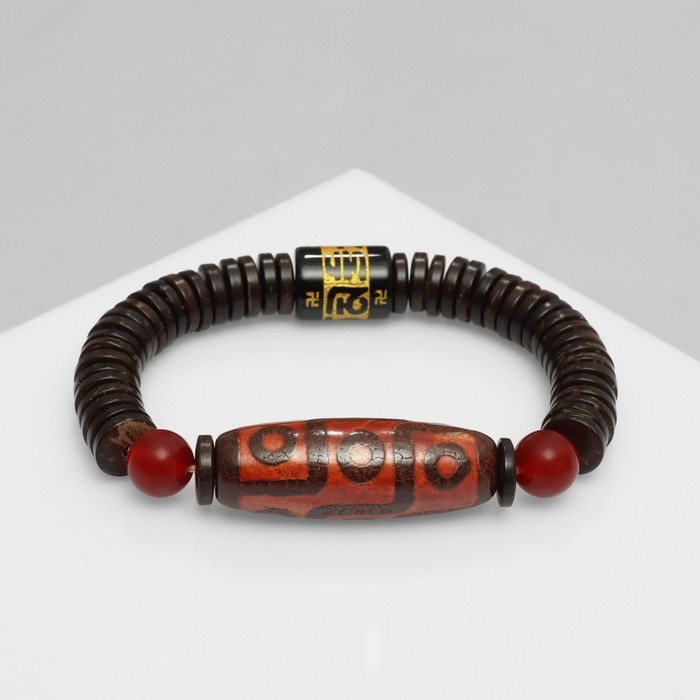 Браслет «Бусина Дзи» монетки, цвет чёрно-коричневый, d=6,5 см Браслет «Бусина Дзи» монетки, цвет чёрно-коричневый, d=6,5 см