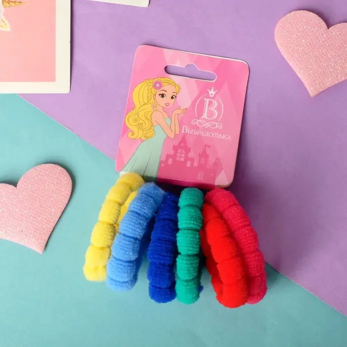 Резинка для волос "Махрушка спорт" (набор 6 шт) 4,5 см, яркость