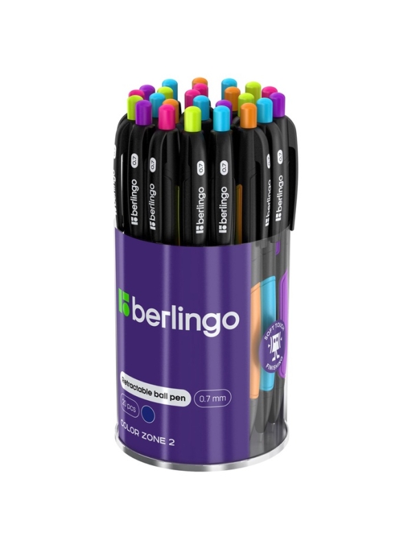 Ручка шариковая автоматическая, Berlingo ColorZone 2, 0.7 мм, синяя, МИКС