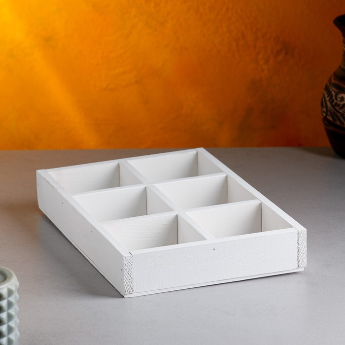 Кашпо деревянное 28×19×5 см Кашпо деревянное 28×19×5 см "Six, 6 ячеек", белый Дарим Красиво