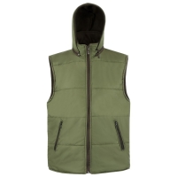 Жилет утепленный на молнии с капюшоном, ткань дюспо, цвет хаки, р 48-50