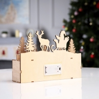 Светодиодная фигура &laquo;Новогодняя ночь&raquo; 24 &times; 17 &times; 6 см, дерево, батарейки AAAх2 (не в комплекте), свечение тёплое белое