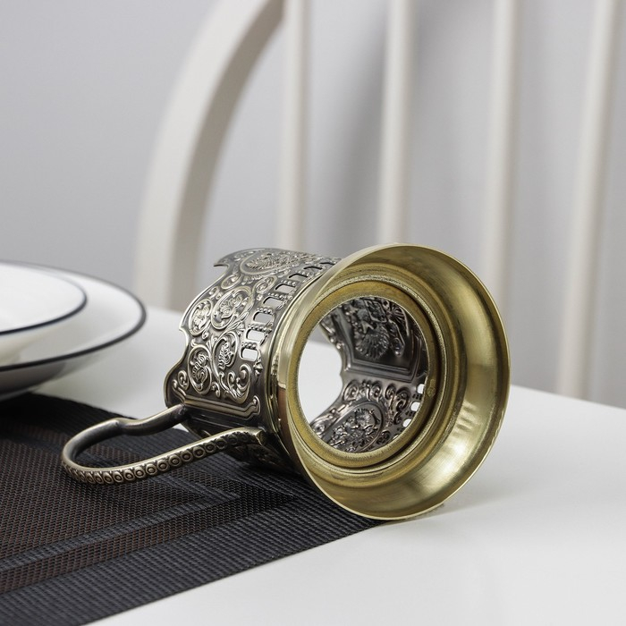 Подстаканник &laquo;Герб РФ&raquo;, d=61 мм, латунный