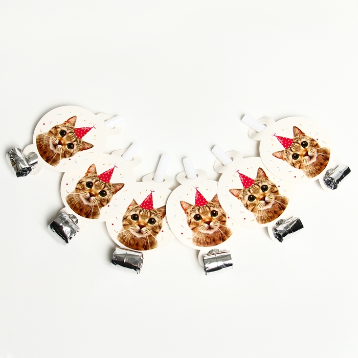 Карнавальный язычок кругляш &laquo;Котик&raquo;, набор 6 шт.