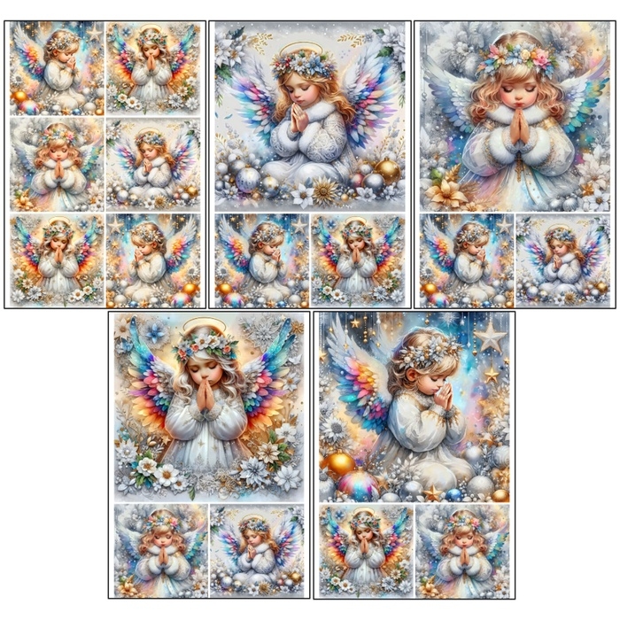 Набор декупажных карт 5 шт &laquo;Новогодние ангелы&raquo;, плотность 45 гр/м2, формат А4