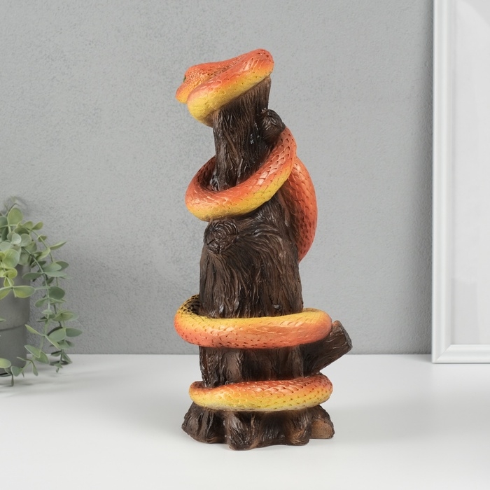 Новогодняя копилка Новогодняя копилка "Змея на пеньке" 33 х 14 х 15 см, оранжевый