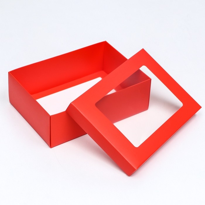 Коробка подарочная складная, упаковка, &laquo;Красная&raquo;, с окном, 21 х 15 х 7 см