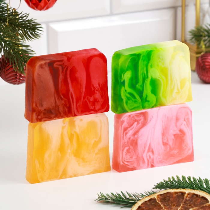 Набор мыла 4 шт Набор мыла 4 шт "Глинтвейн, Пряный Апельсин, Брызги шампанского, Яблоко в карамеле" по 80 г