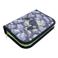 Пенал 3 секции, вкладка внутри, 140 х 210 х 40 мм, тканевый, Calligrata TOP Block "Пиксели"