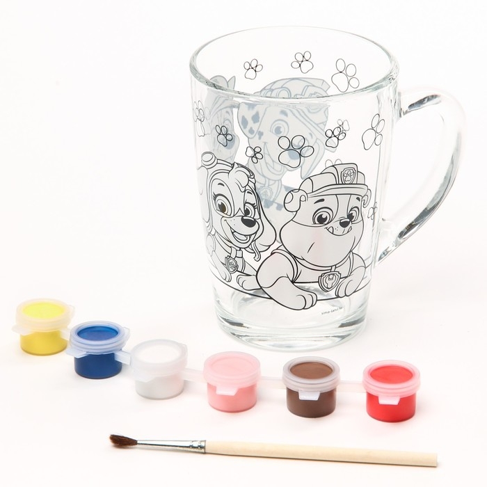 Роспись стеклянной кружки, 300 мл Роспись стеклянной кружки, 300 мл "Команда" Щенячий патруль