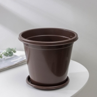 Горшок для цветов с поддоном &laquo;Эконом&raquo;, 2 л, пластиковый, цвет коричневый