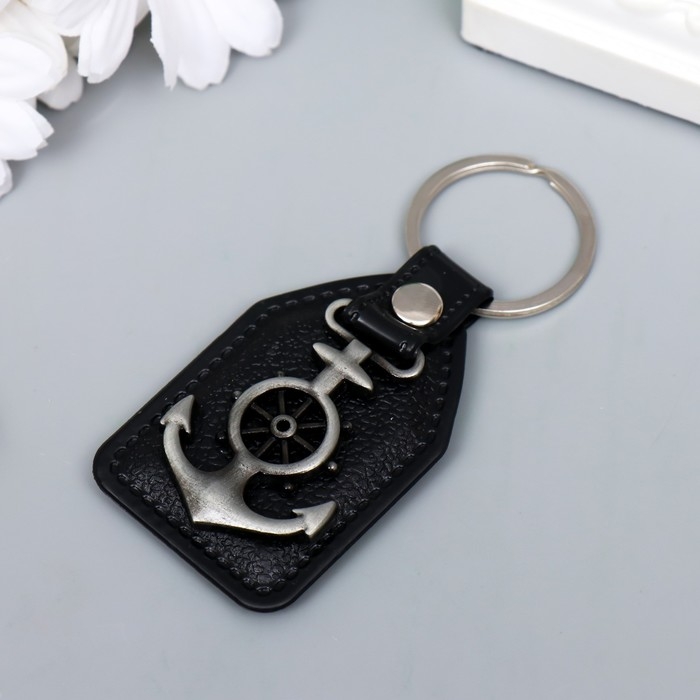 Брелок кожзам, металл Брелок кожзам, металл "Якорь" 6,8х4 см