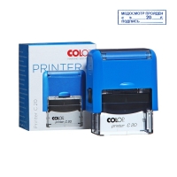 Штамп автоматический "Медосмотр пройден &laquo;_&raquo; 20__г. Подпись __", 14 х 38 мм, синий