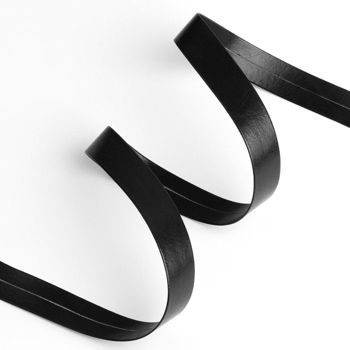 Косая бейка, кожаная, 15 мм &times; 10 &plusmn; 1 м, цвет чёрный