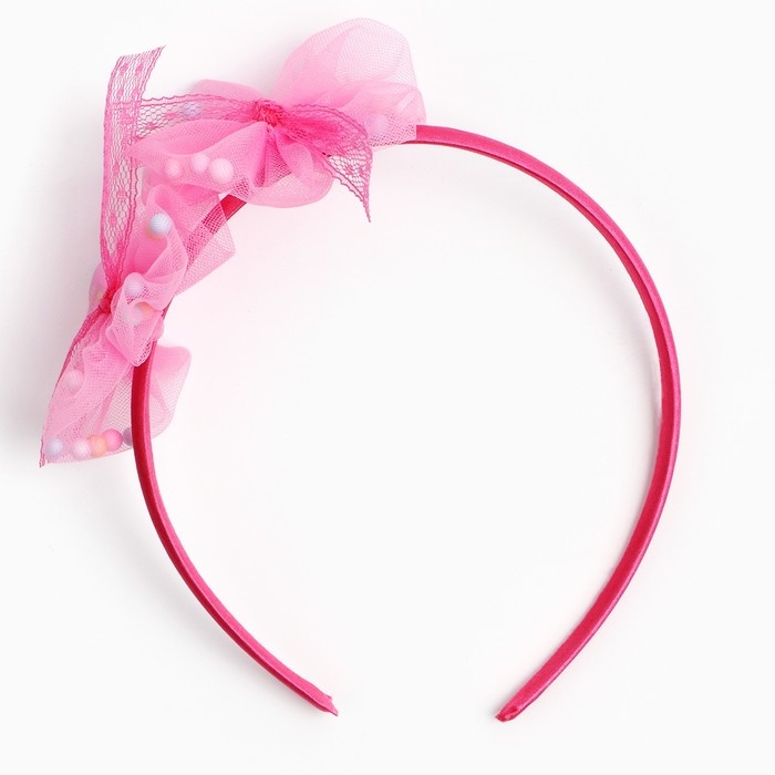 Ободок для волос розовый, цветы, 11 см,  Коты аристократы