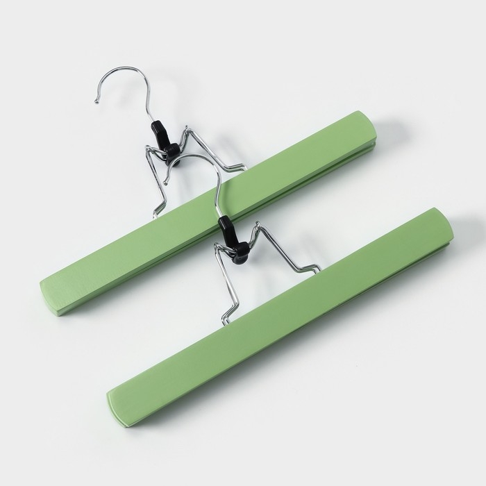 Вешалки для брюк и юбок LaDо́m Brillant, 30&times;17&times;2,4 см, 2 шт, деревянные, цвет фисташковый