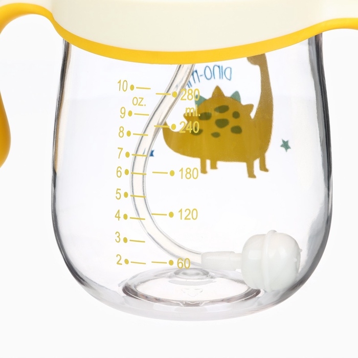 Поильник детский M&B &laquo;Котик&raquo; с трубочкой, от 9 мес., 280 мл., цвет молочно-желтый
