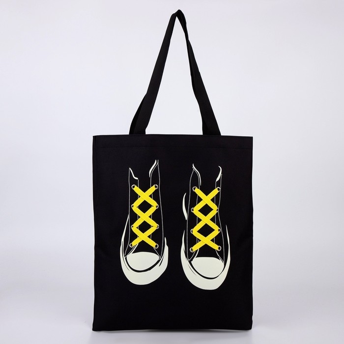 Шопер «Кеды», 35 х 0,5 х 40 см, с лентой, чёрный Шопер «Кеды», 35 х 0,5 х 40 см, с лентой, чёрный